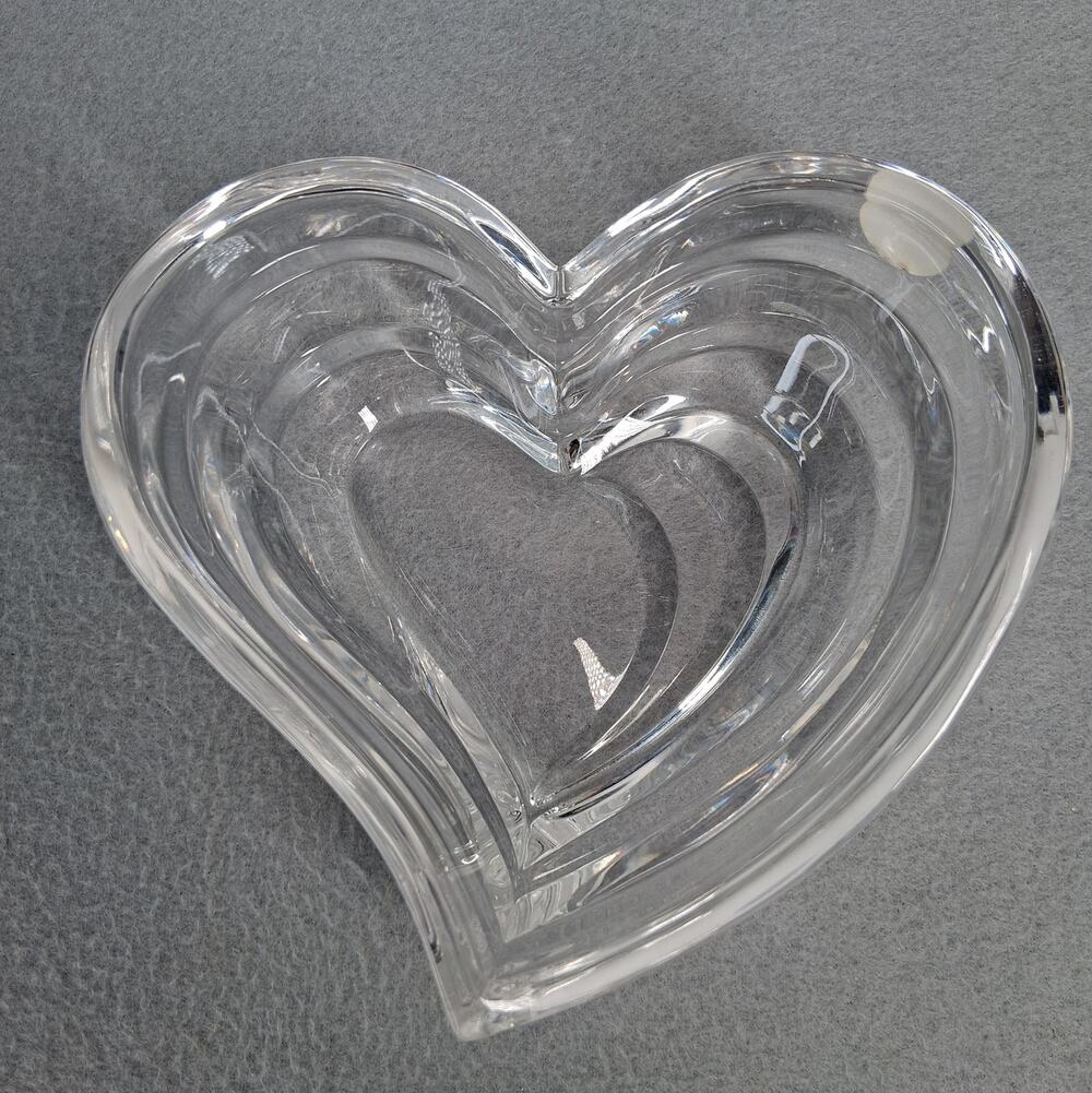 Vintage Lenox Crystal Heart Shaped Bowl Dish Arctic Bloom Collection Germany